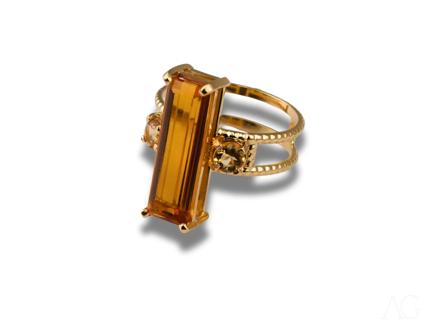 18K Gold Citrine Ring from Solar Aura Collection showcasing stunning amber gemstone