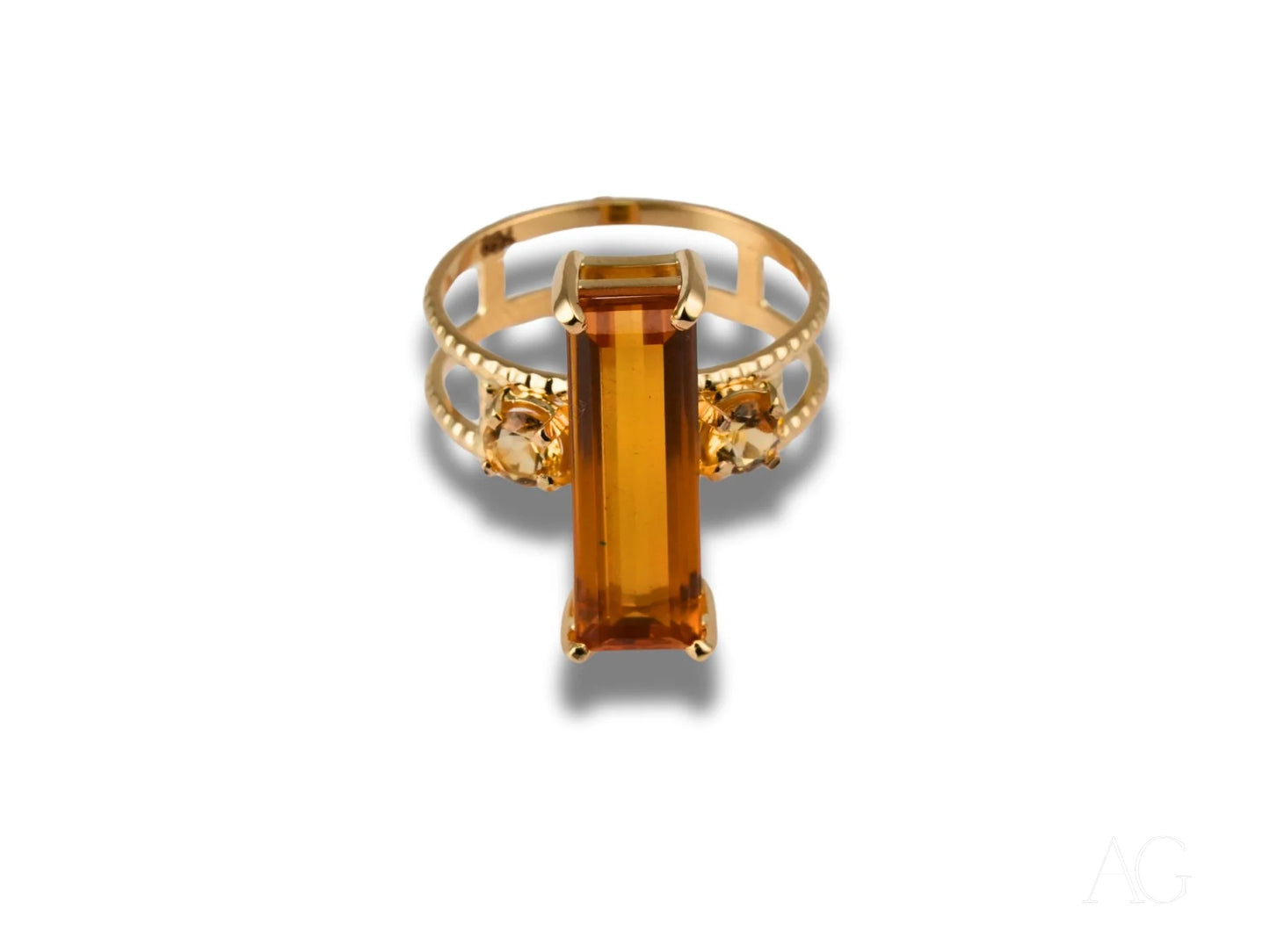 Elegant 18K Gold Citrine Ring from Solar Aura Collection in art gold jewelry design