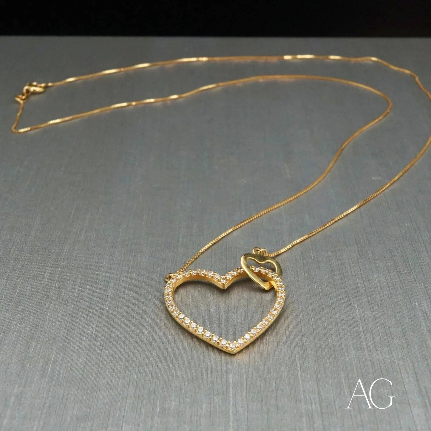 Elegant 18k Gold Heart Necklace with diamond accents in beautiful gold jewelry design