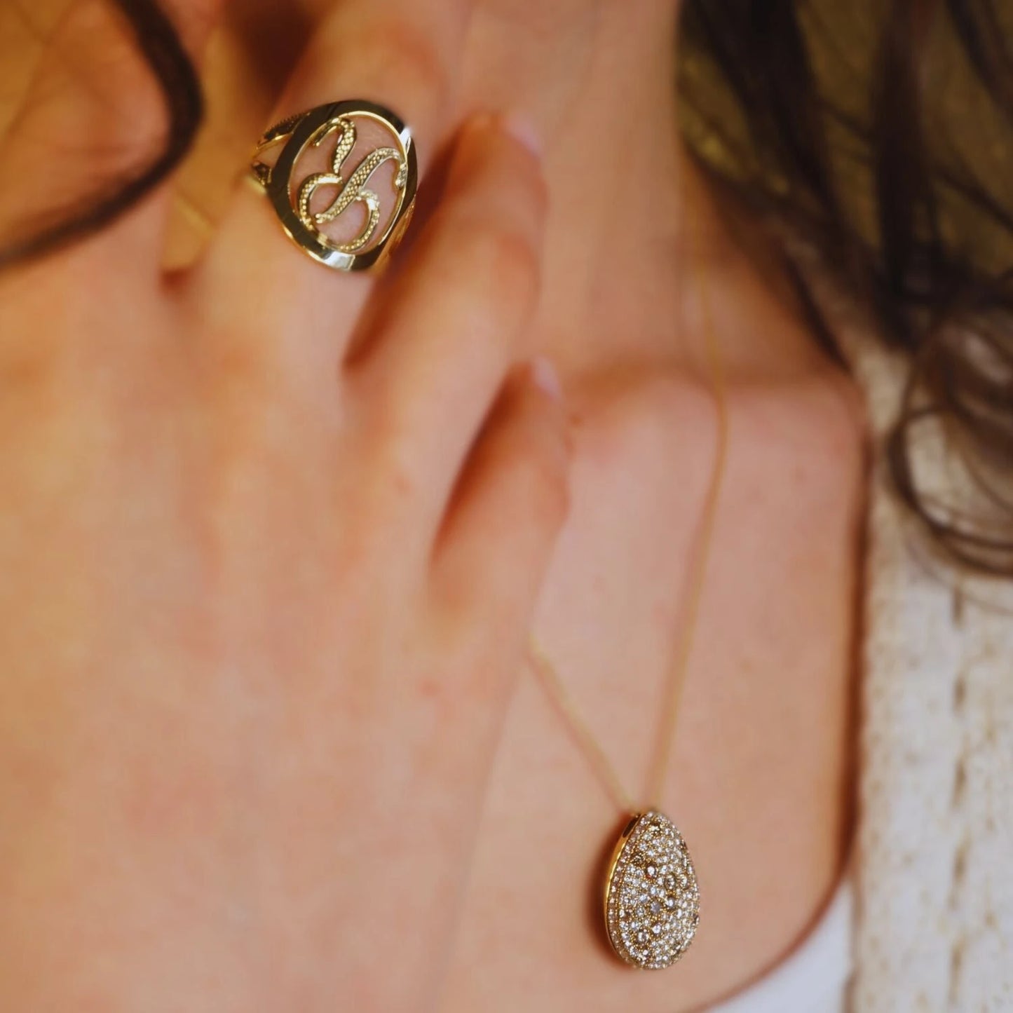 Elegant Personalized Initial Letter Ring Art Gold Jewelry