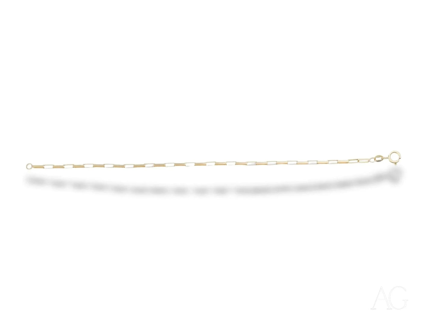 Delicate gold chain necklace with clasp, part of the Solid 18k Gold Brick Link collection