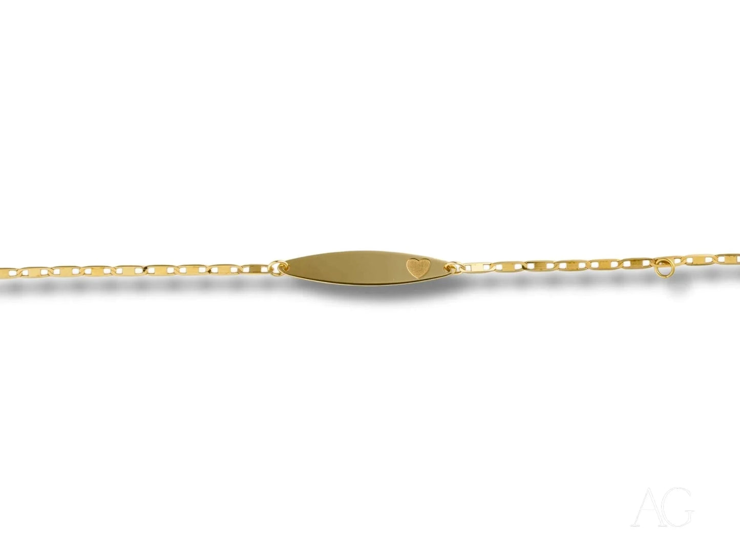 Elegant solid 18k gold kid’s bracelet with oval plate and delicate chains