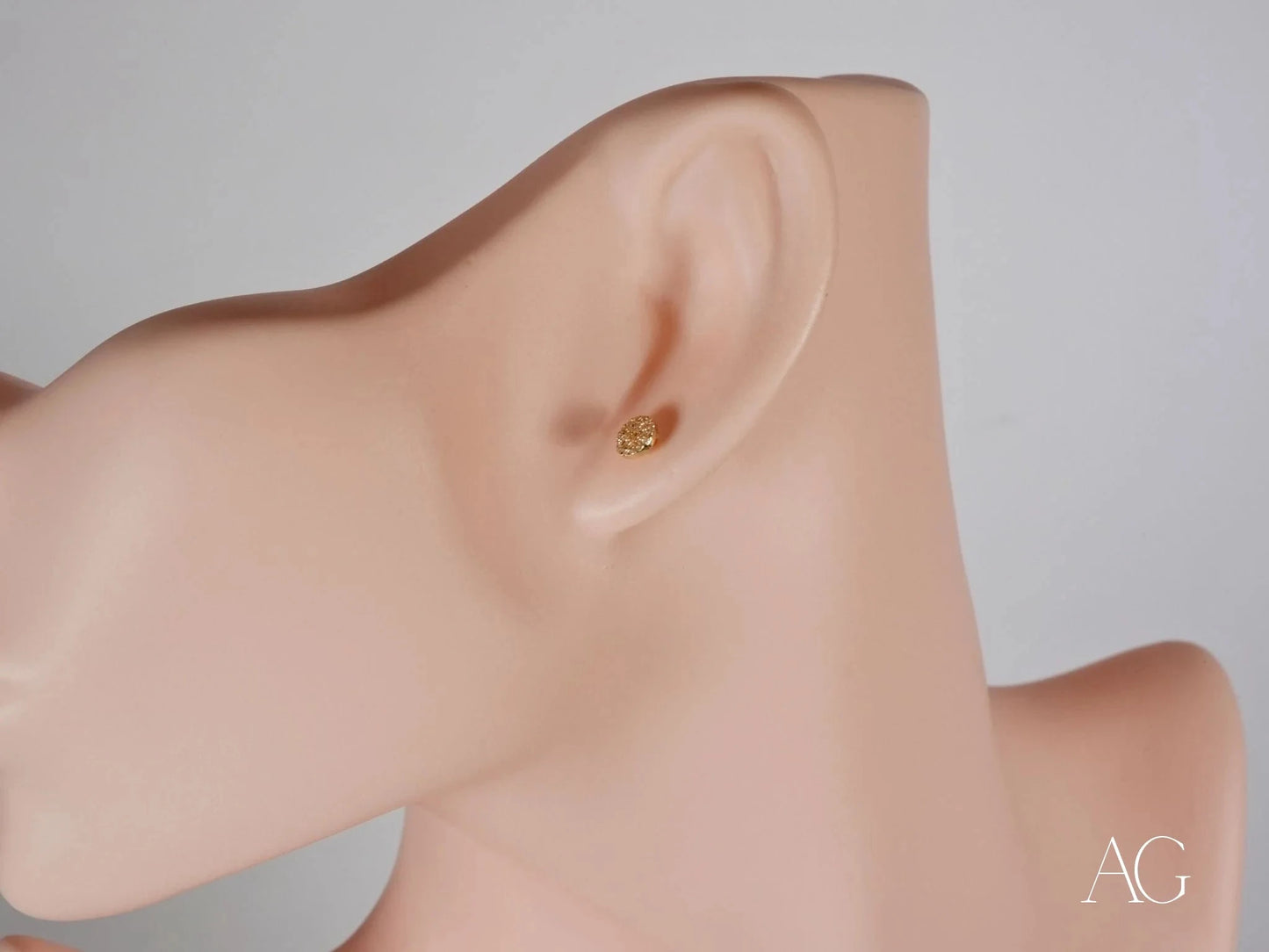 Gold CZ Earrings featuring a gold flower stud design, certified 18K solid art gold jewelry
