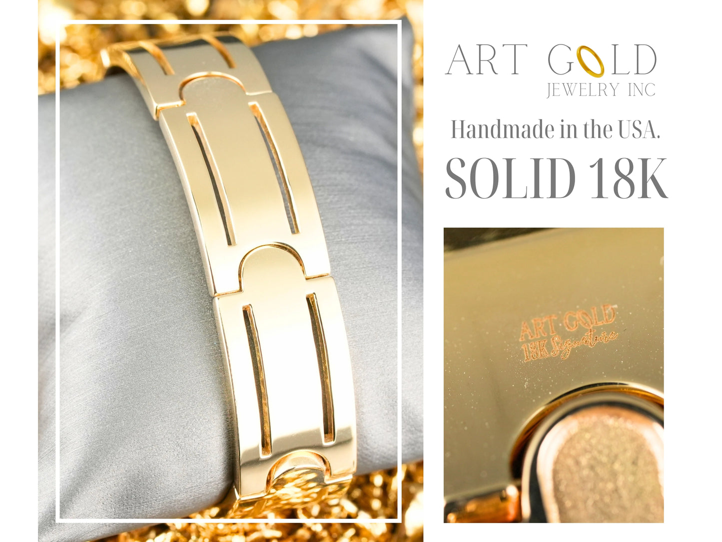 Luxury 18K Gold Men’s Bracelet – 120g with Triple Box Clasp Art Gold Jewelry