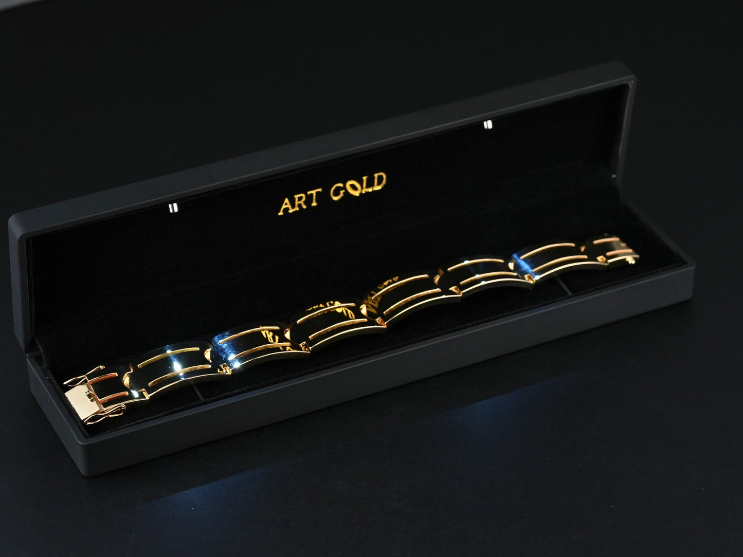 Luxury 18K Gold Men’s Bracelet – 120g with Triple Box Clasp Art Gold Jewelry