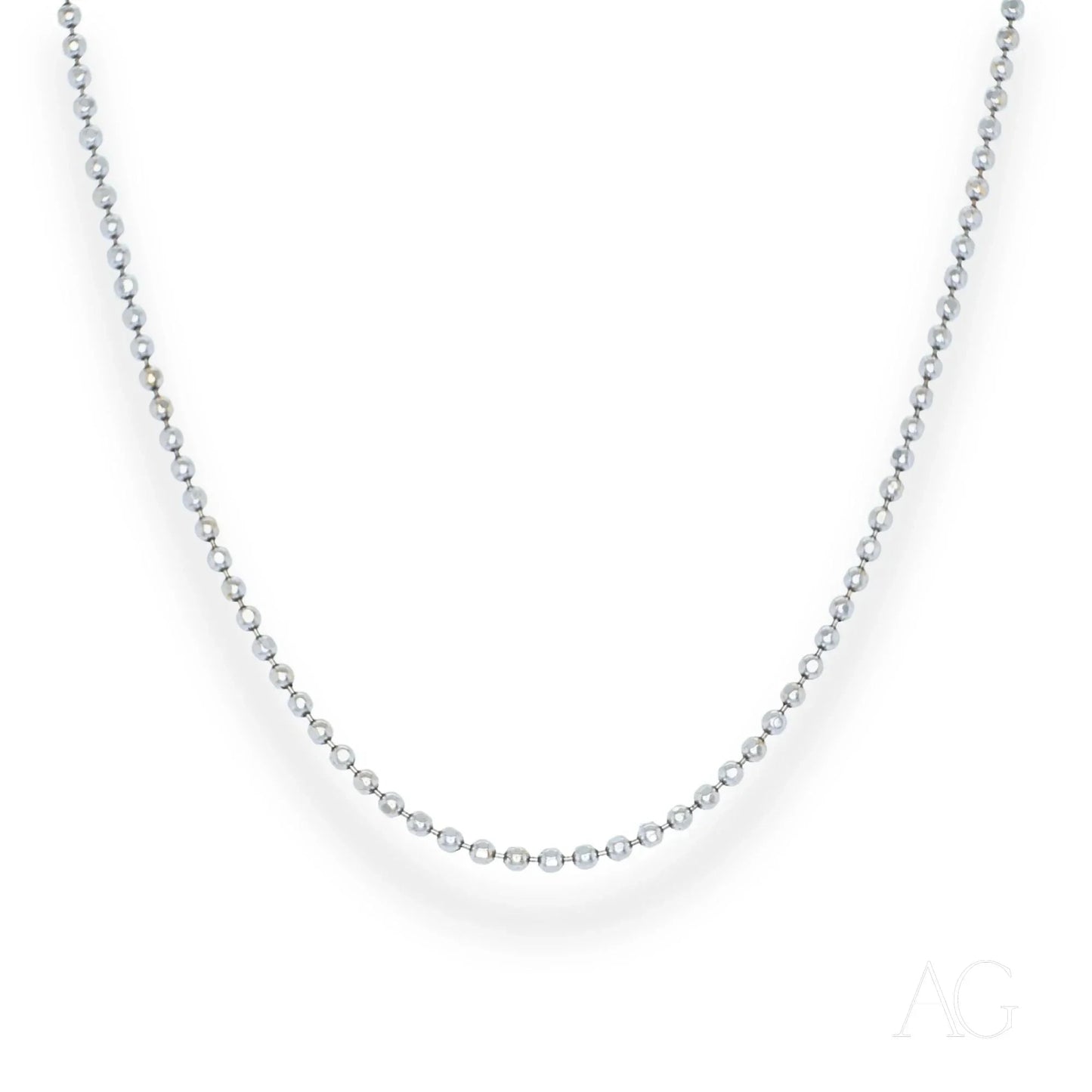 Elegant Silver Ball Chain Necklace on a Premium 18k White Gold Anklet
