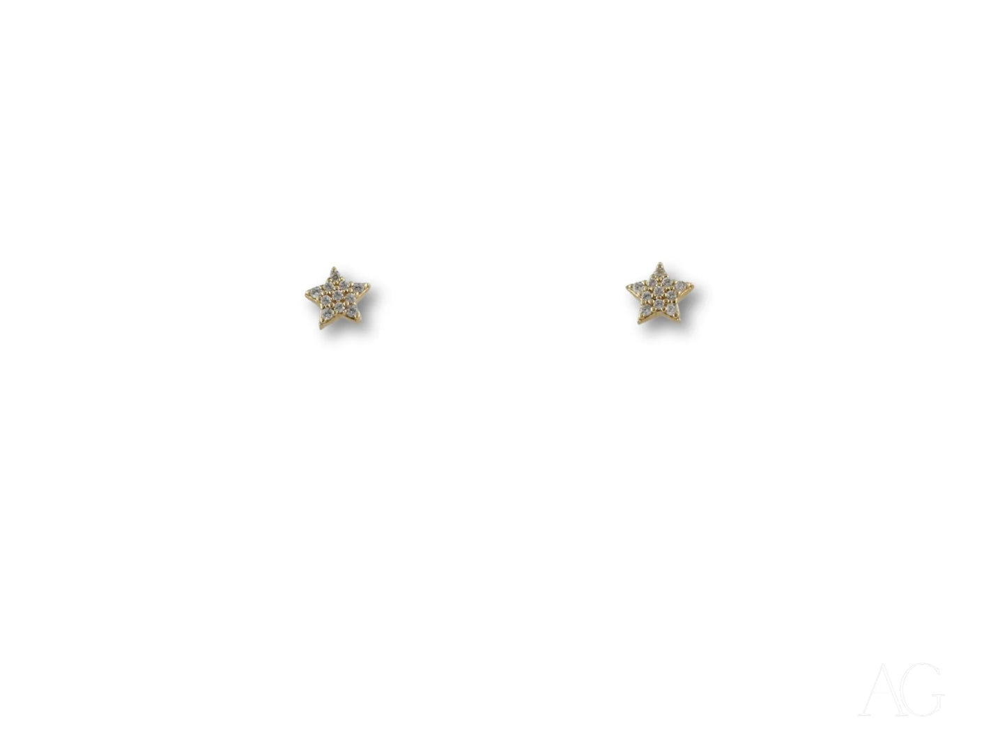 Pair of CZ Star Earrings showcasing certified 18k solid art gold jewelry elegance