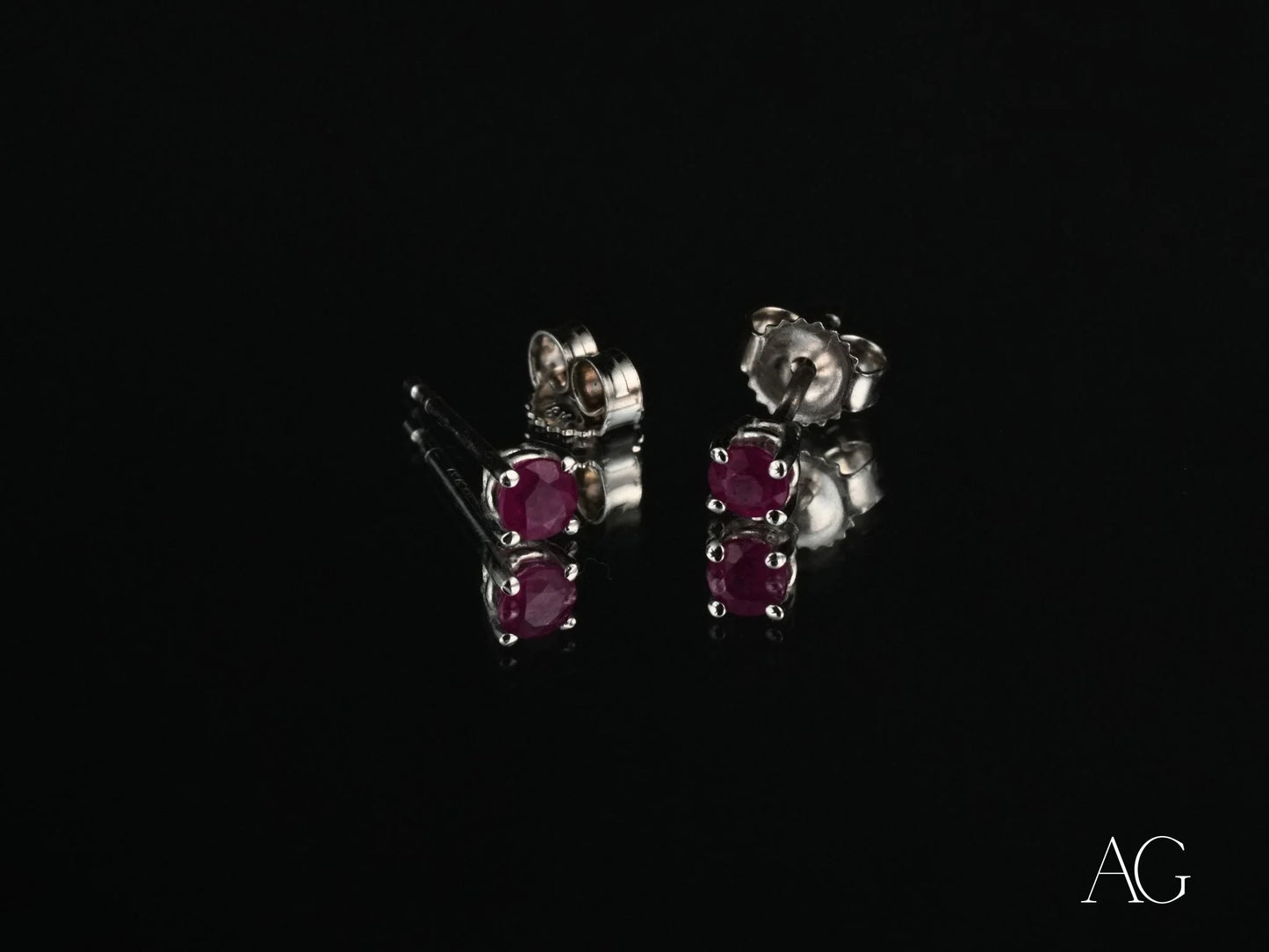 Pair of Scarlet Whispers 18K White Gold Ruby Earrings in exquisite art gold jewelry