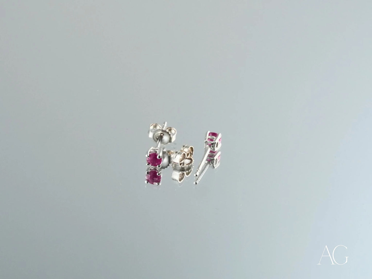 Silver earrings with red gemstones from Scarlet Whispers in 18K white gold ruby design