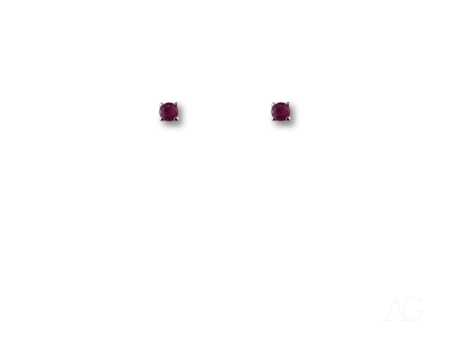Pair of Scarlet Whispers - 18K White Gold Ruby Earrings showcasing art gold jewelry elegance