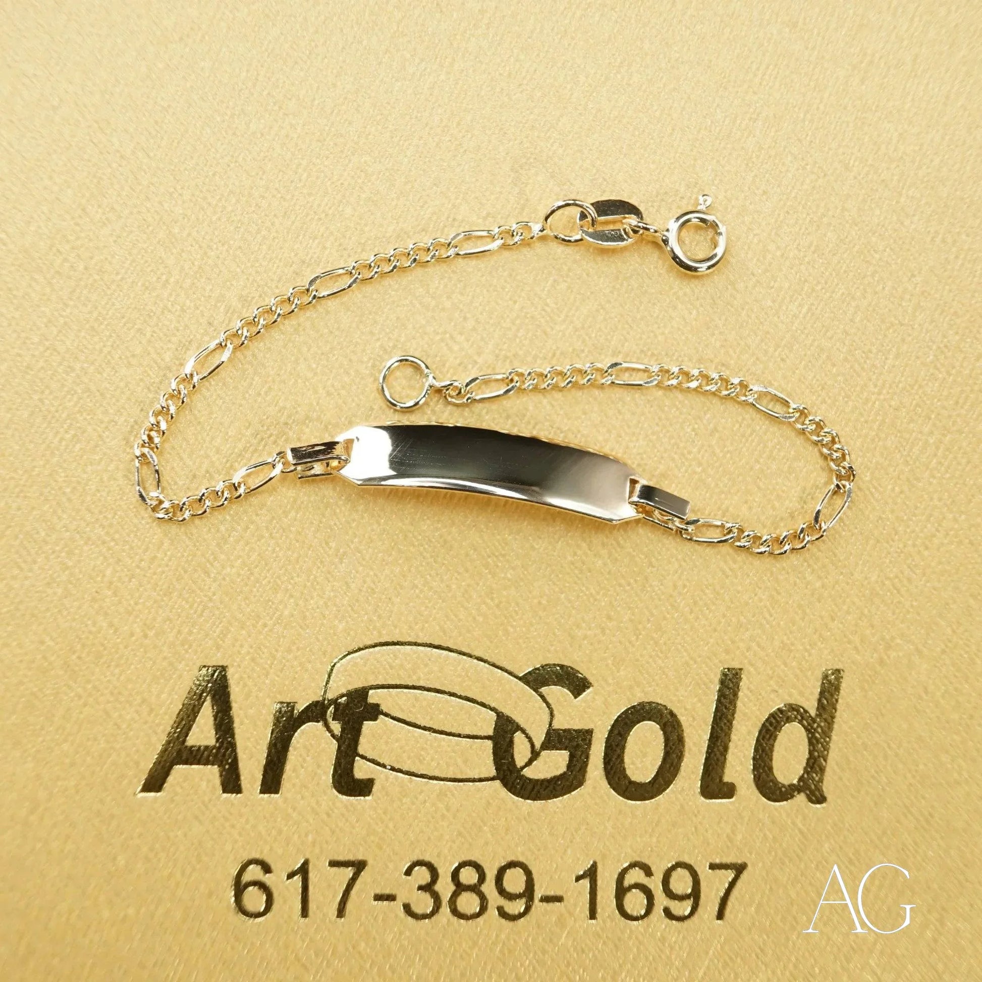 Silver personalized ID bracelet with 18k gold plate and delicate chain, timeless elegance