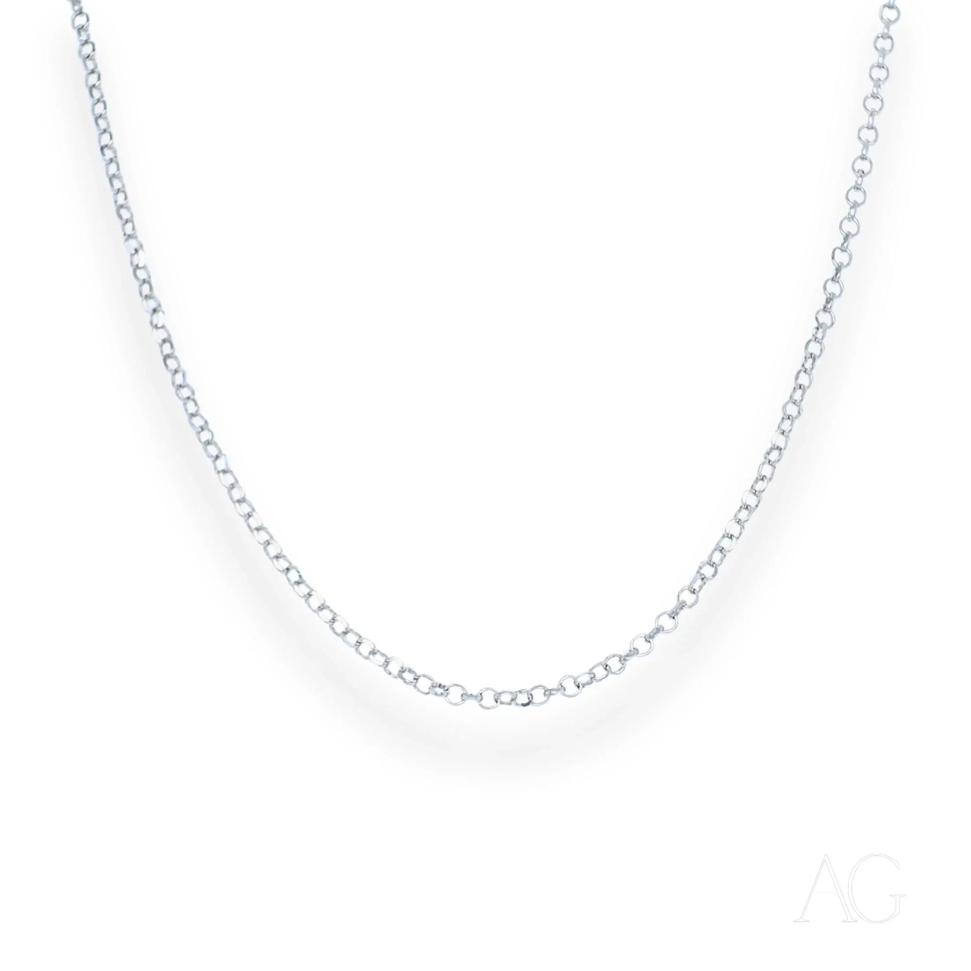 18k white gold anklet with a silver chain featuring small, delicate links