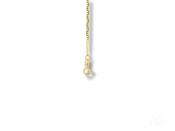 Gold chain necklace with pearl pendant on 18k gold kid’s ID bracelet with spring ring lock