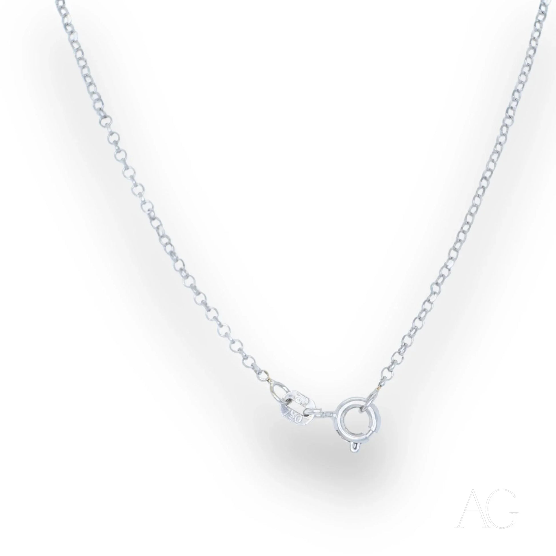 Delicate silver chain necklace with small clasp in 18k white gold luxury and refinement