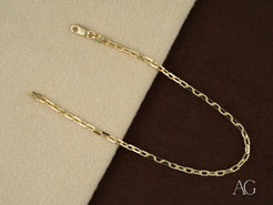 Gold chain necklace with elongated links from an 18k solid gold bracelet design