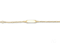 Delicate 18k Gold Personalized Kid’s ID Bracelet with Spring Ring Lock and Rectangular Plate