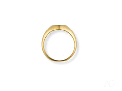 18k yellow gold signet ring with flat top surface, symbolizing love and elegance