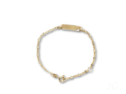 Delicate 18k Gold Personalized Kid’s ID Bracelet with Spring Ring Lock and Chain Links