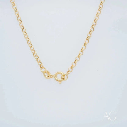 Gold chain necklace with circular clasp for 18k Gold Heart Charm Anklet