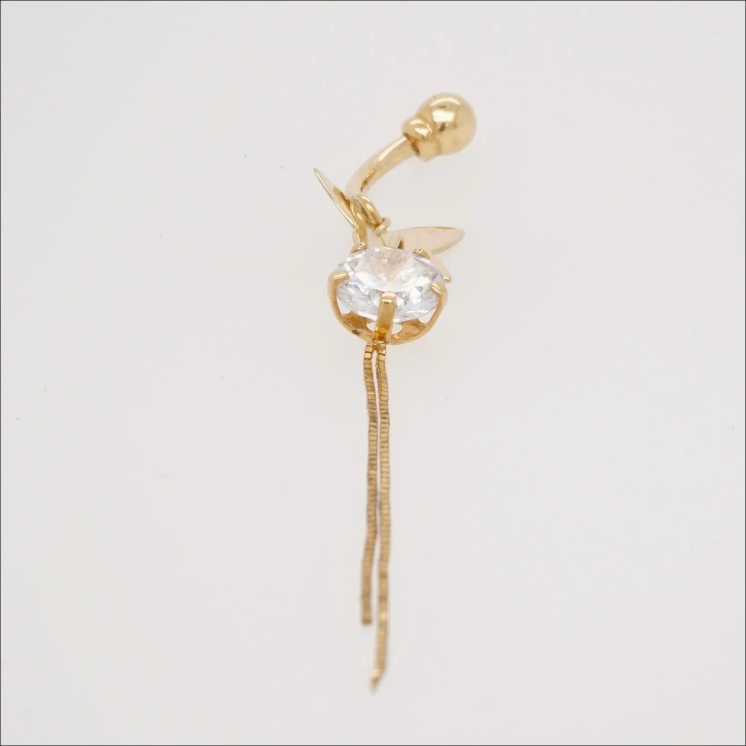 18k Gold Bellybutton Piercing with Cubic Zirconia Butterfly