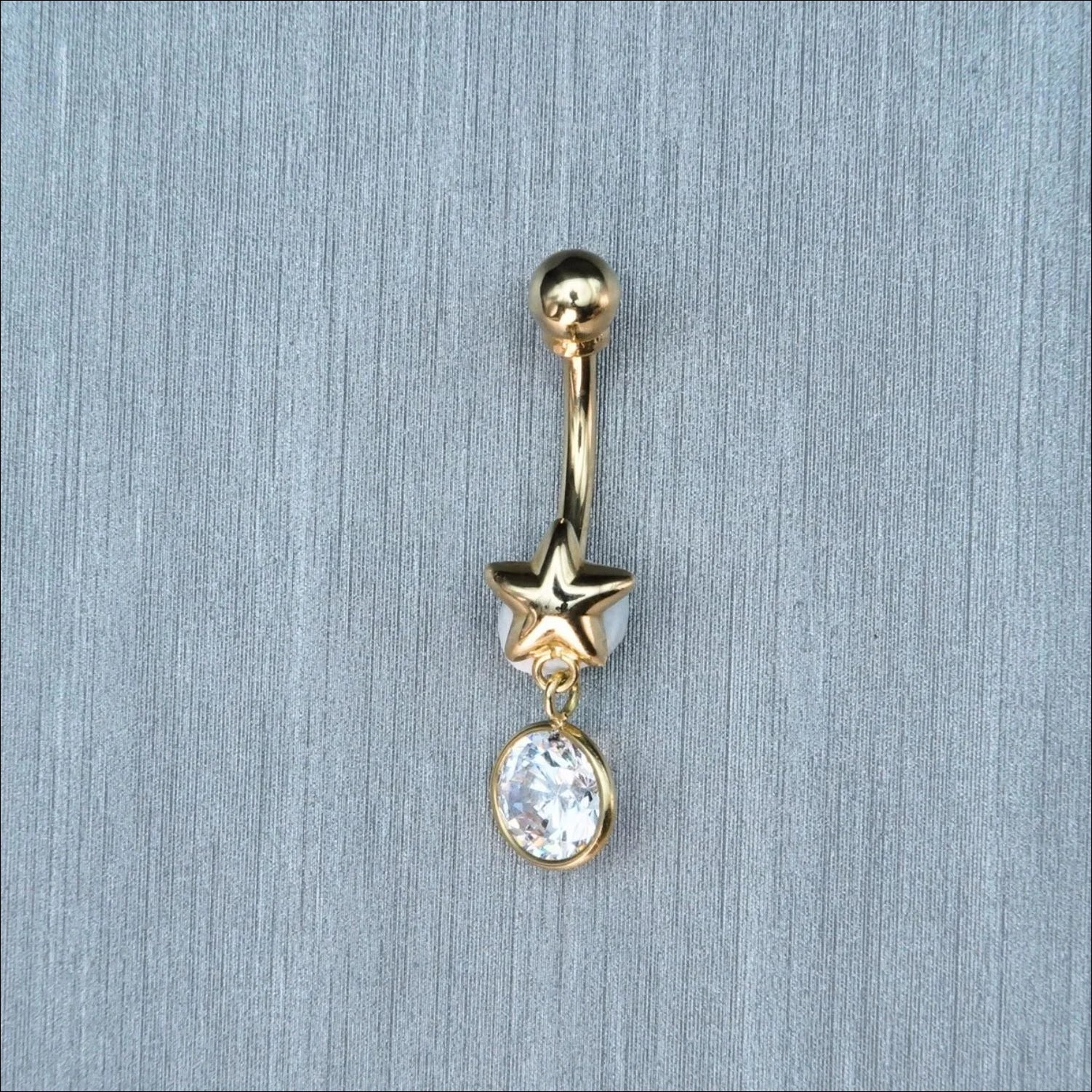 Art Gold 18k Gold Bellybutton Piercing with Cubic Zirconia