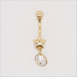 Art Gold 18k Gold Bellybutton Piercing with Cubic Zirconia