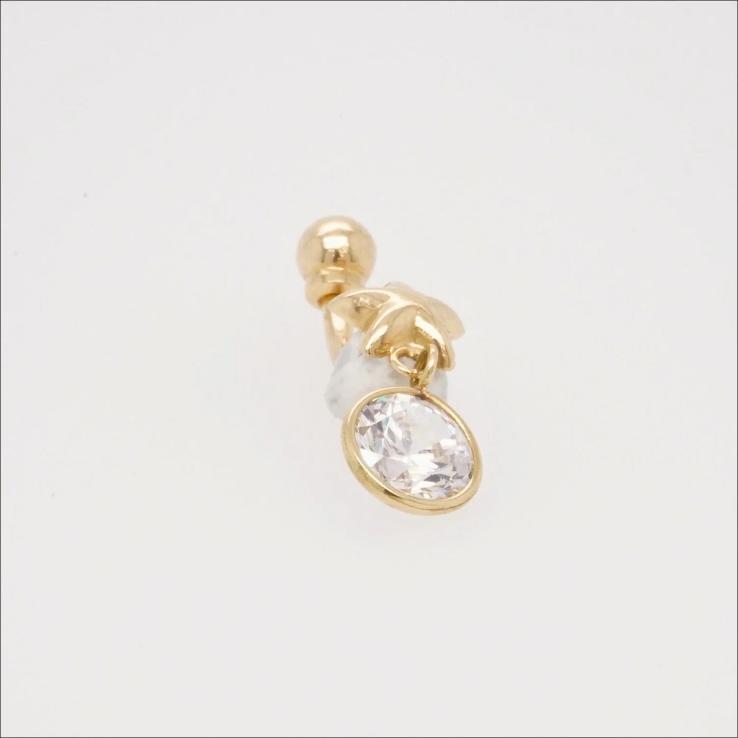 Art Gold 18k Bellybutton Piercing with Cubic Zirconia