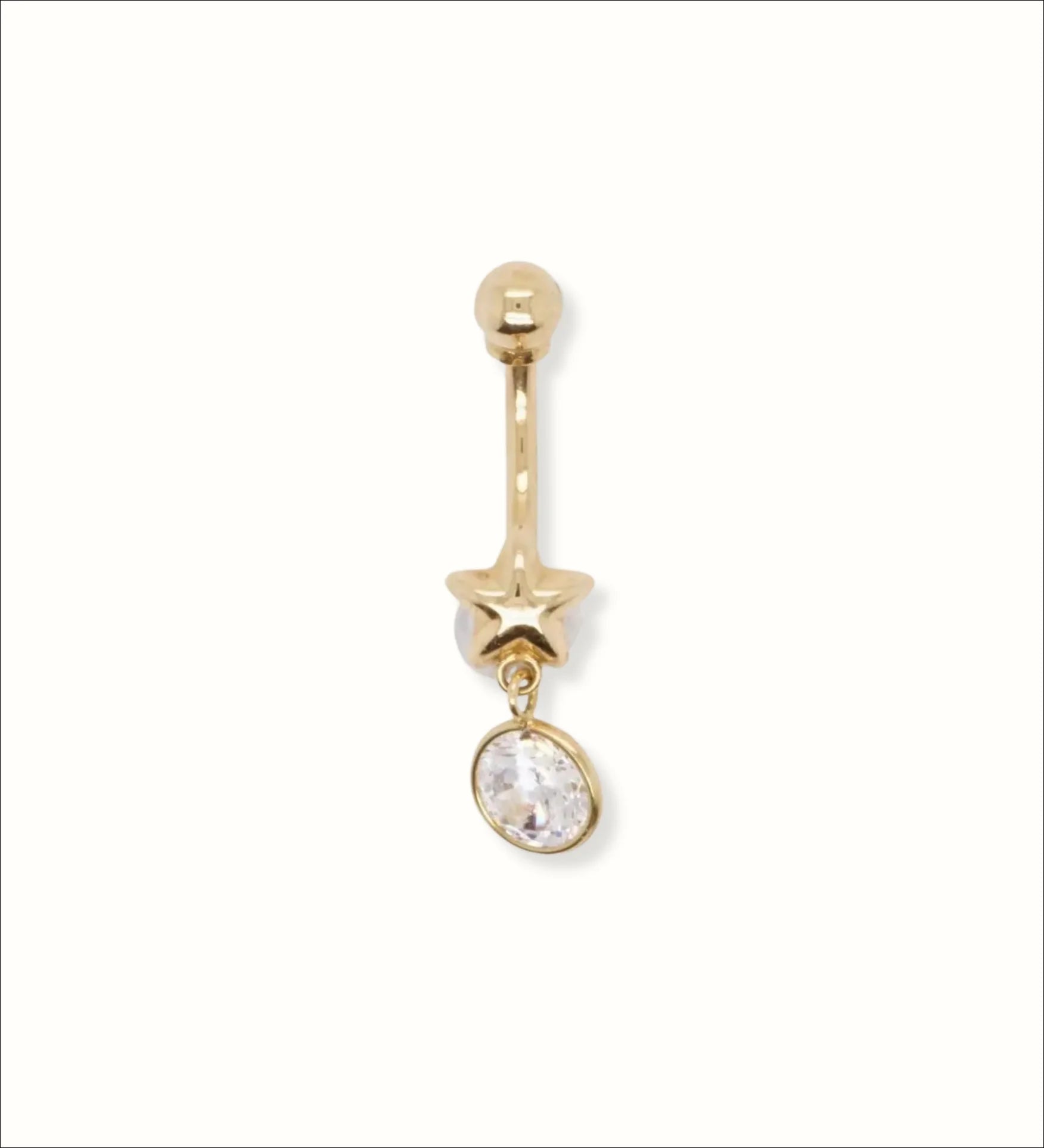 Art Gold 18k Bellybutton Piercing with Cubic Zirconia