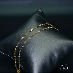 18k gold diamond anklet with 19 diamonds | Under $1000
