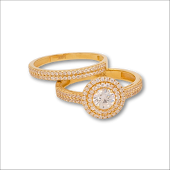 Elegant 18k gold engagement ring with cz sparkle | Above