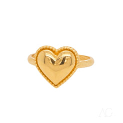 Gold heart ring with beaded border, part of the 18k gold heart jewelry collection