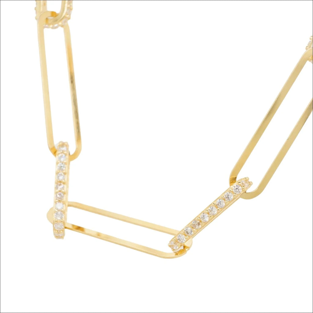 18k Gold Necklace Adorned with Zirconia on Every Second