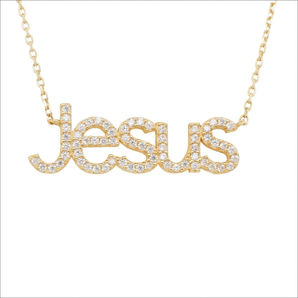 18k Gold Necklace with Jesus Adorned Zirconia | Home page