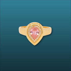 Pink cz and white czs 18k gold pear ring | Rings