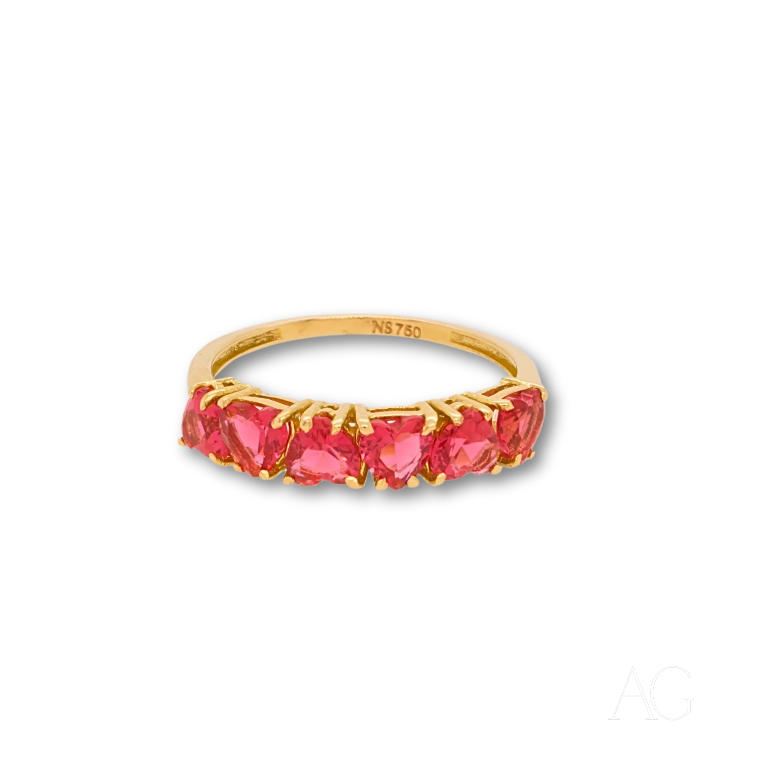 Passion flame 18k gold ring with red cz stones | Rings