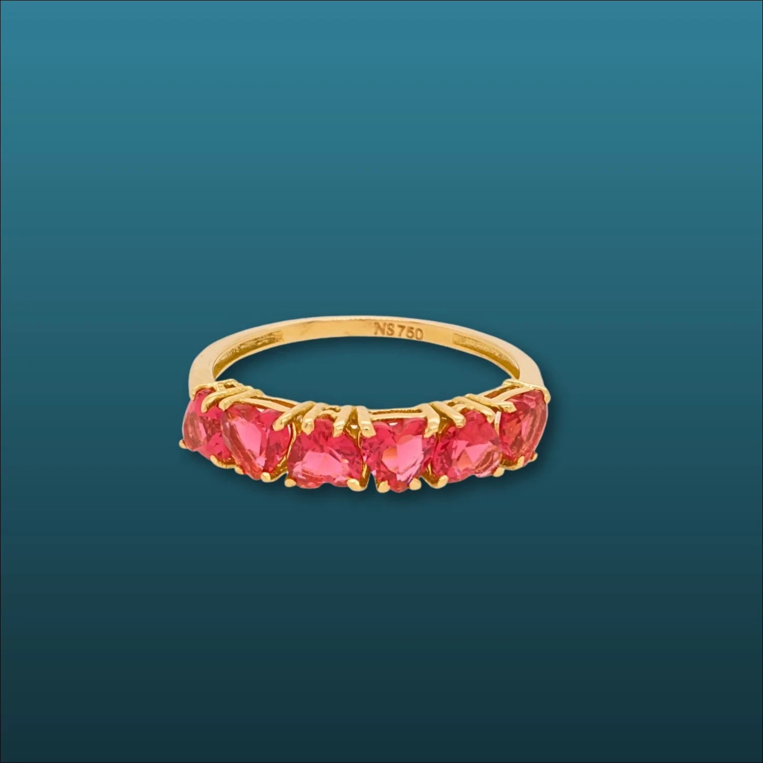 Passion flame 18k gold ring with red cz stones | Rings