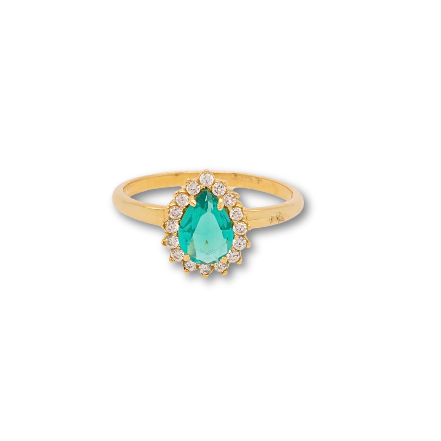 Elegant 18k gold green and white cz ring | Rings