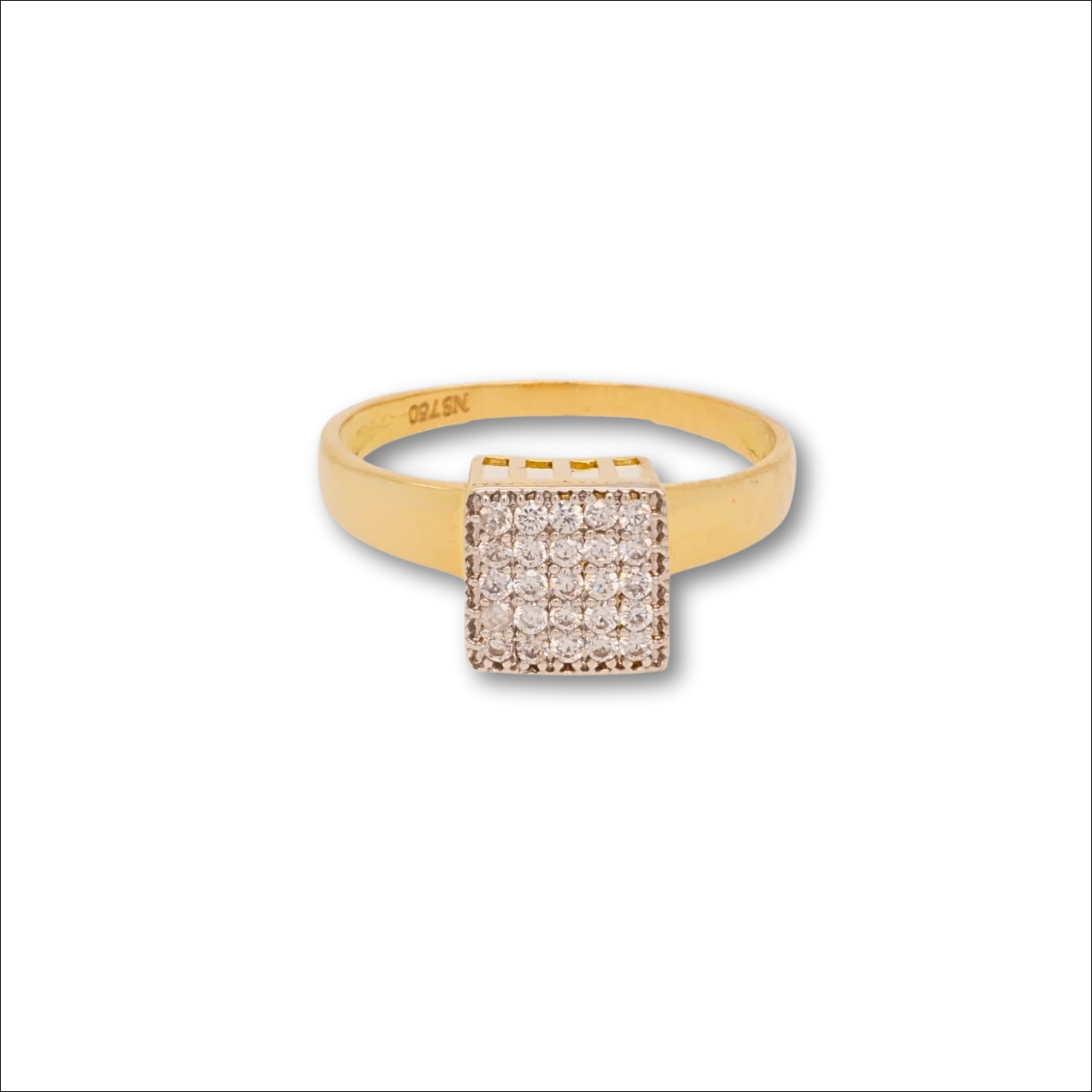Elegant white cz square 18k gold ring | Rings