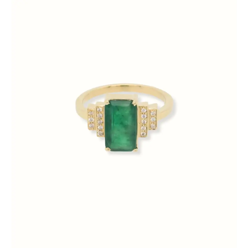 18k Gold Ring with 2.3ct Emerald and Diamonds | Above $1000