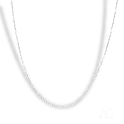 Dainty 14k white gold rope chain necklace with a simple, elegant design