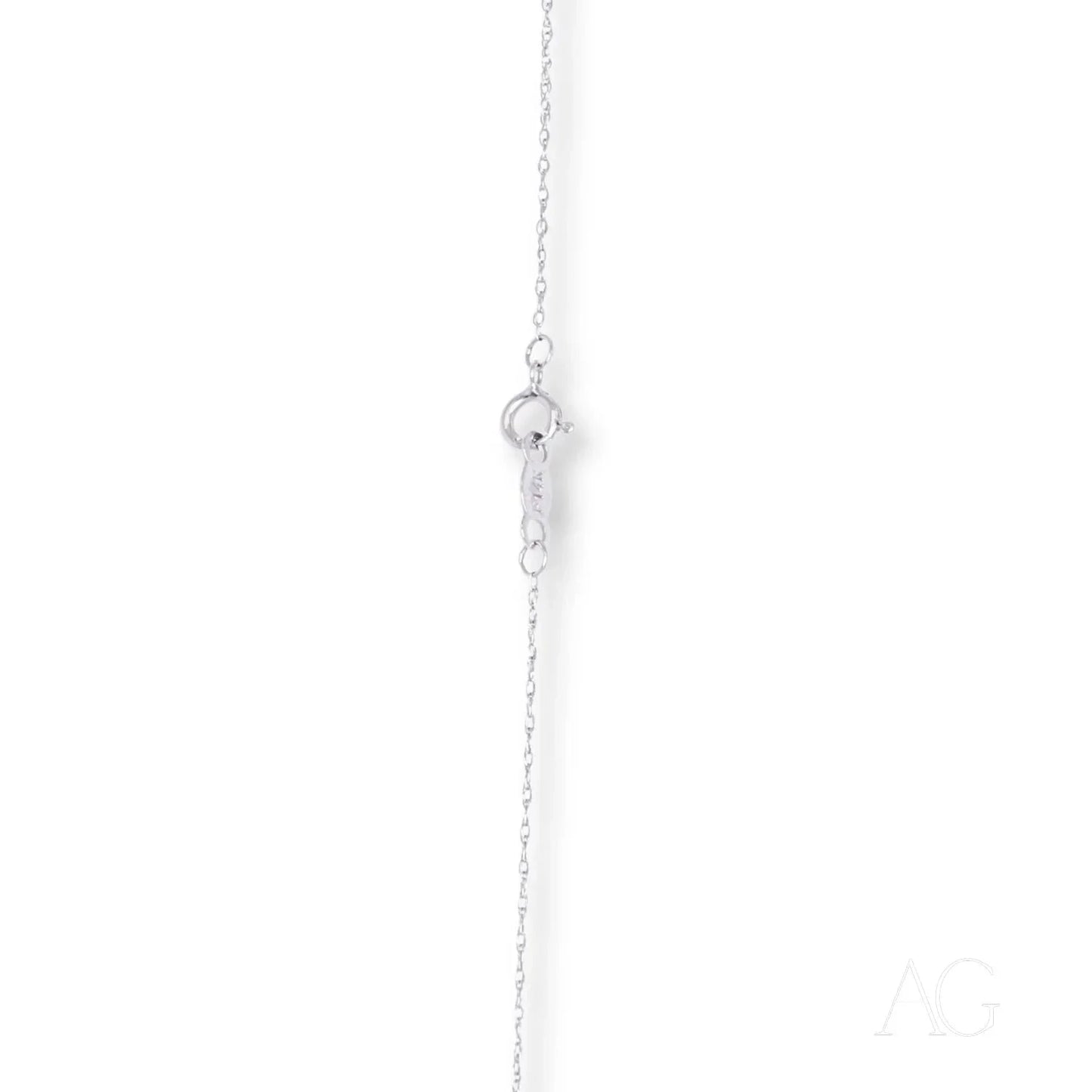 Delicate 14k white gold rope chain necklace with a small circular pendant