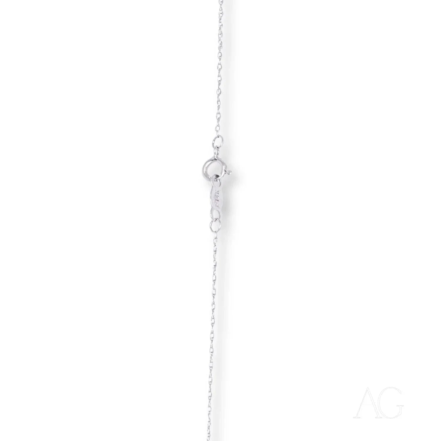Delicate 14k white gold rope chain necklace with a small circular pendant