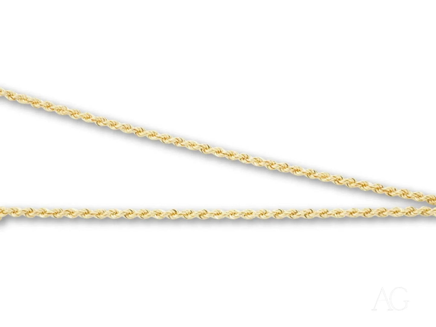 Delicate 14k gold rope chain necklace featuring a secure barrel lock design