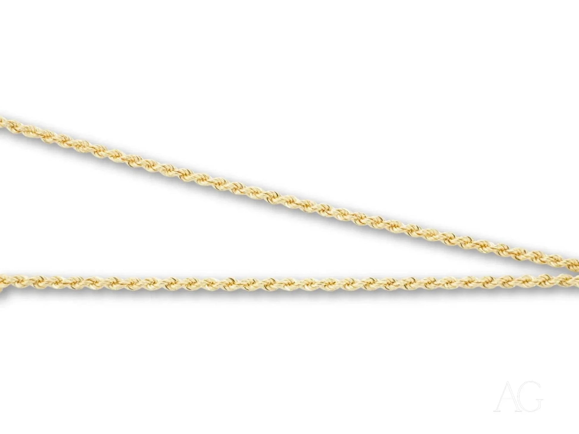Delicate 14k gold rope chain necklace featuring a secure barrel lock design