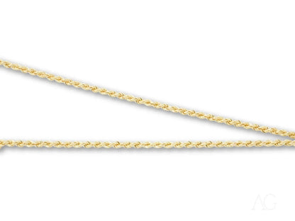 Delicate 14k gold rope chain necklace featuring a secure barrel lock design