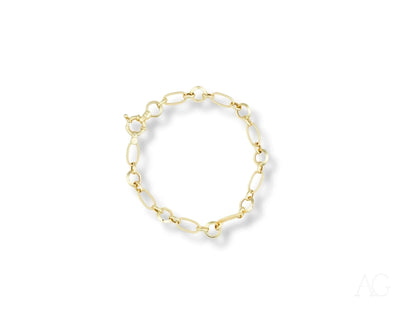 Elegant 18k gold bracelet with pearl-like beads, a stunning piece of art gold jewelry