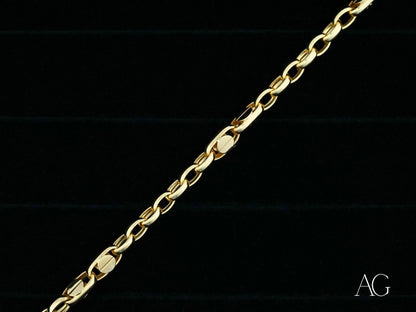 Elegant 18k solid gold men’s bracelet with oval links and lobster clasp