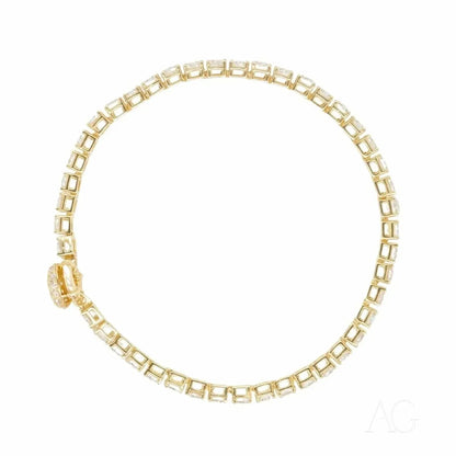 Elegant Zirconia Tennis Bracelet in art gold featuring square-cut clear gemstones