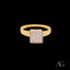 Elegant 18k gold ring with square cubic zirconia diamond-encrusted top