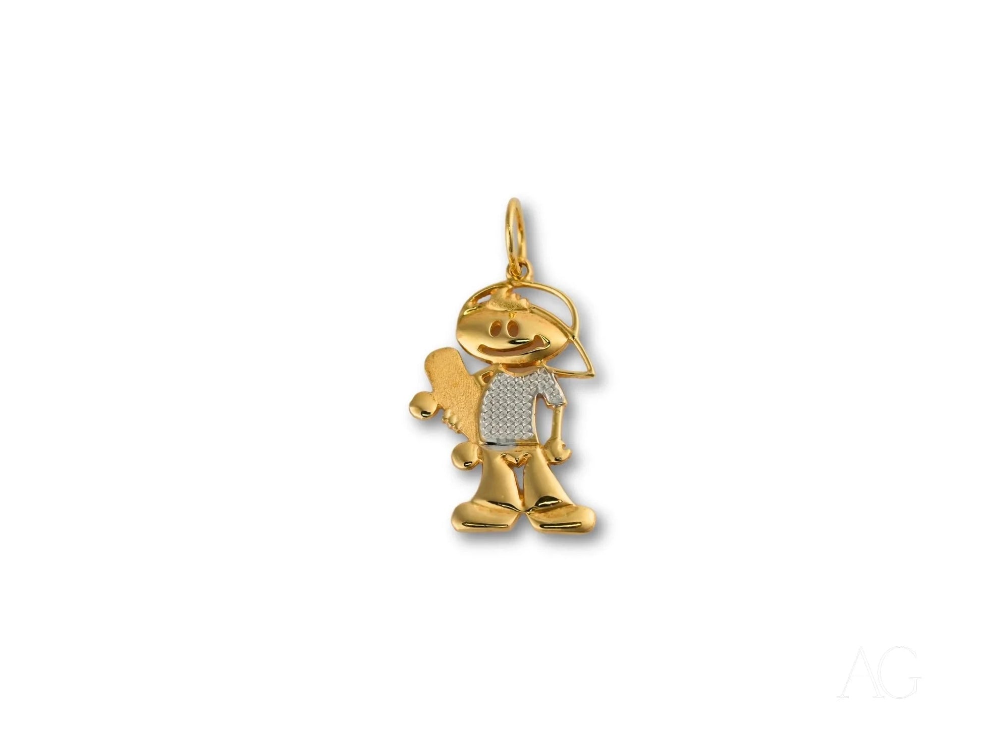 Gold-colored pendant charm shaped like a cartoon robot from the Golden Elegance collection